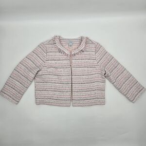 Carmen Marc Valvo Pink Stripped Tweed Blazer Size:12